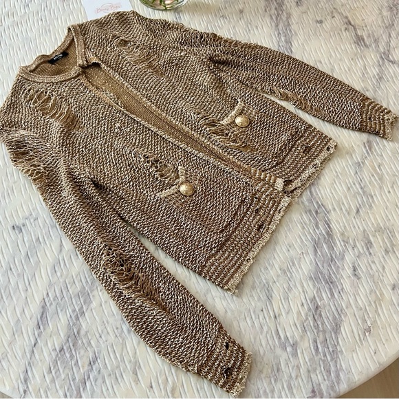 Authentic Balmain Distressed Sequin Embellished Cardigan - Picture 4 of 11